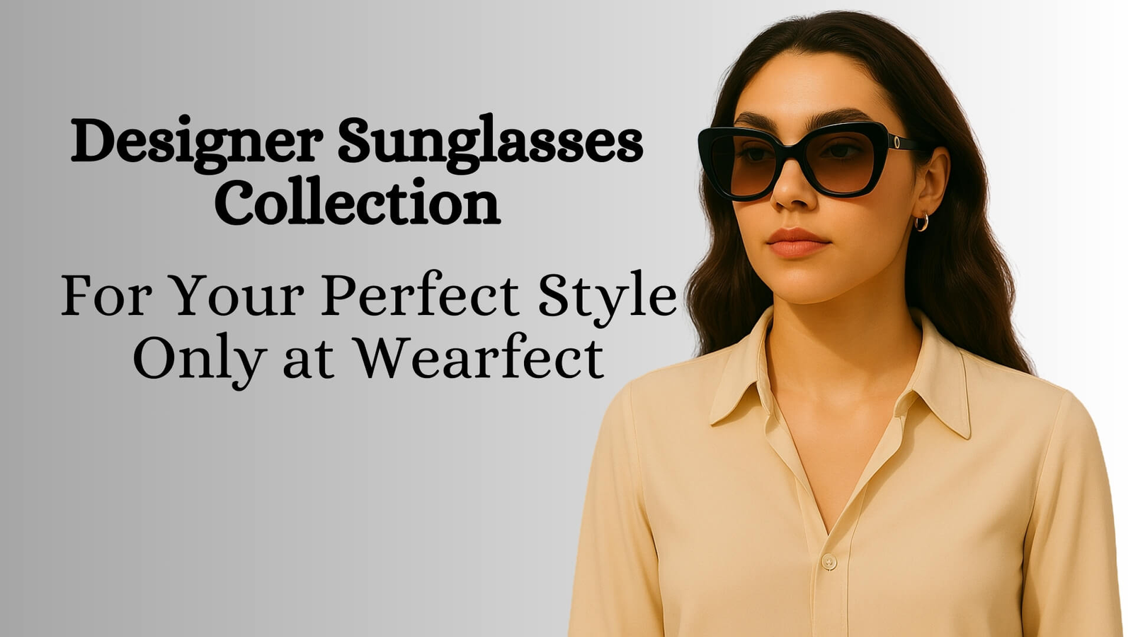 Woman wearing bold designer sunglasses
